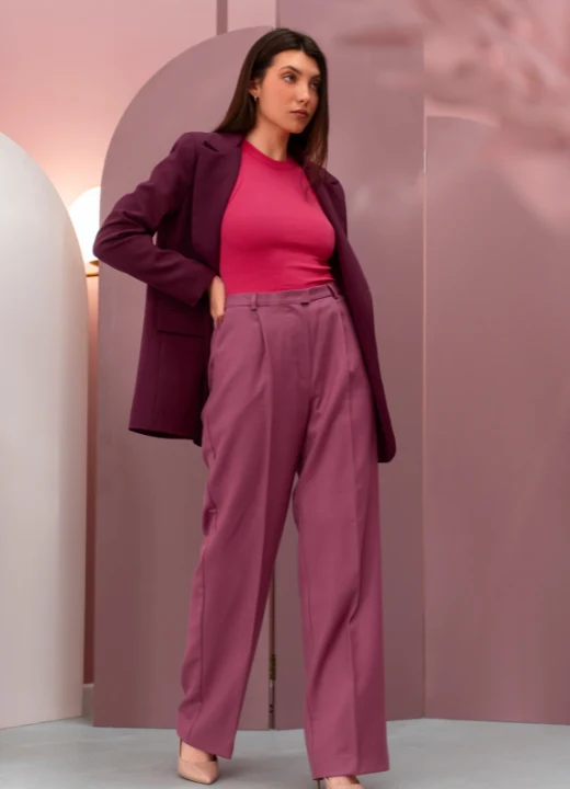 Confident Monochrome Style With Bold Pink and Mauve Vibes